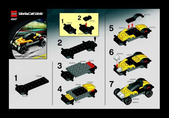 Notice / Instructions de Montage - LEGO - 4947 - Yellow Sports Car: Page 1