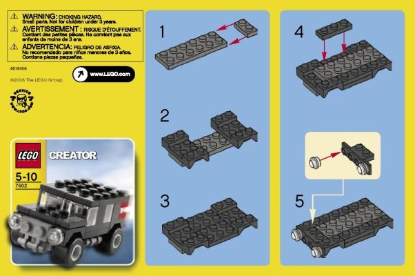 Notice / Instructions de Montage - LEGO - 7602 - Black SUV: Page 1