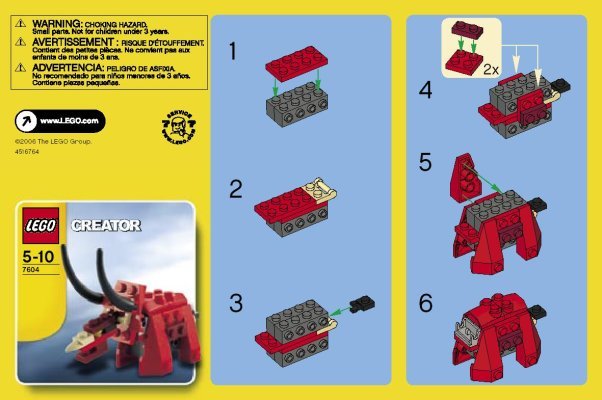 Notice / Instructions de Montage - LEGO - 7604 - Triceratops: Page 1