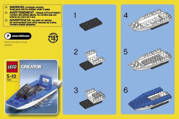 Notice / Instructions de Montage - LEGO - 7610 - Speedboat: Page 1