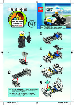 Notice / Instructions de Montage - LEGO - 30013 - Police Quad: Page 1