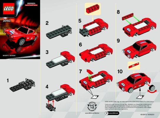 Notice / Instructions de Montage - LEGO - 30193 - 250 GT Berlinetta: Page 1