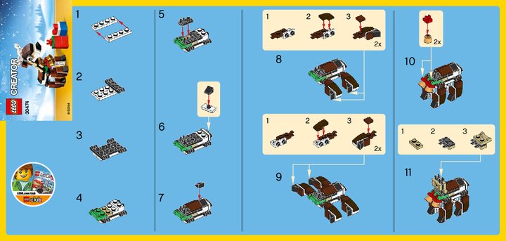 Notice / Instructions de Montage - LEGO - 30474 - Reindeer: Page 1