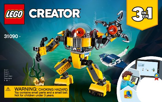 Notice / Instructions de Montage - LEGO - 31090 - Underwater Robot: Page 1