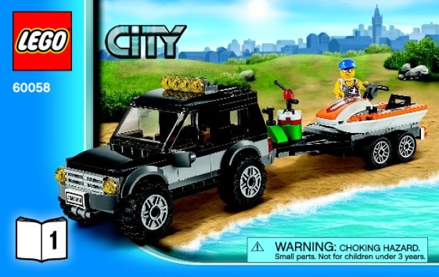 Notice / Instructions de Montage - LEGO - City - 60058 - Le 4x4 de transport des scooters des mers: Page 1