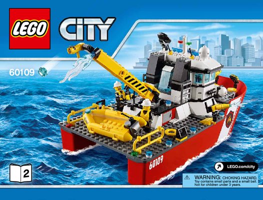 Notice / Instructions de Montage - LEGO - City - 60109 - Le bateau des pompiers: Page 1