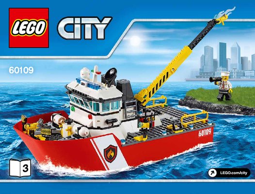 Notice / Instructions de Montage - LEGO - City - 60109 - Le bateau des pompiers: Page 1