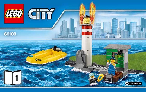 Notice / Instructions de Montage - LEGO - City - 60109 - Le bateau des pompiers: Page 1