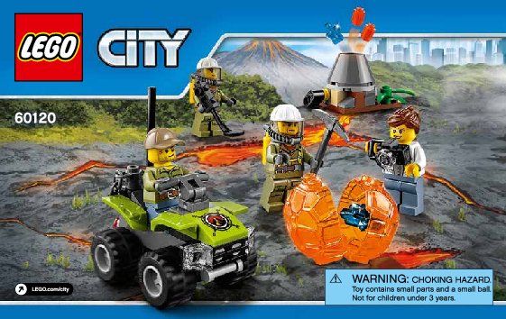 Notice / Instructions de Montage - LEGO - City - 60120 - Ensemble de démarrage du volcan: Page 1