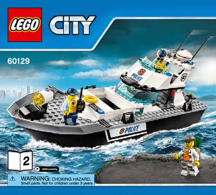 Notice / Instructions de Montage - LEGO - City - 60129 - Le bateau de patrouille de la police: Page 1