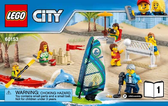 Notice / Instructions de Montage - LEGO - City - 60153 - Ensemble de figurines LEGO City - La plage: Page 1