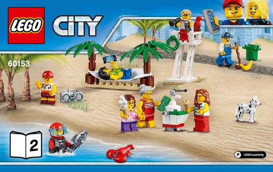 Notice / Instructions de Montage - LEGO - City - 60153 - Ensemble de figurines LEGO City - La plage: Page 1