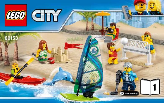 Notice / Instructions de Montage - LEGO - City - 60153 - Ensemble de figurines LEGO City - La plage: Page 1