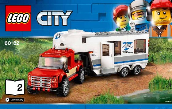 Notice / Instructions de Montage - LEGO - City - 60182 - Le pick-up et sa caravane: Page 1