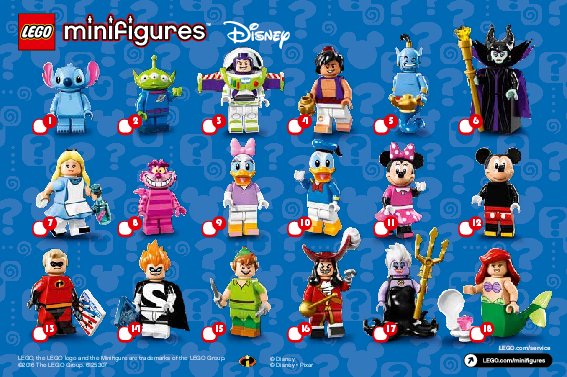 Notice / Instructions de Montage - LEGO - Minifigures - 71012 - La série Disney: Page 1