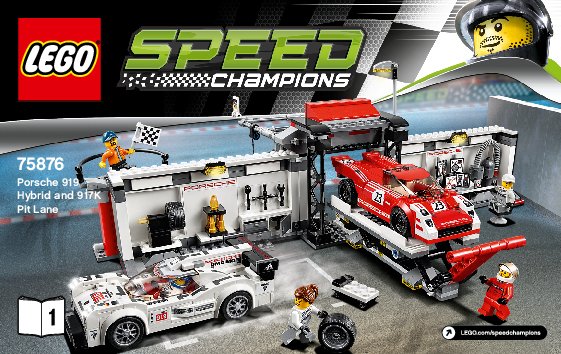 Notice / Instructions de Montage - LEGO - Speed Champions - 75876 - Le stand de la Porsche 919 Hybrid et 917K: Page 1