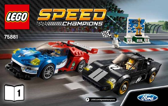 Notice / Instructions de Montage - LEGO - Speed Champions - 75881 - Ford GT 2016 & Ford GT40 1966: Page 1