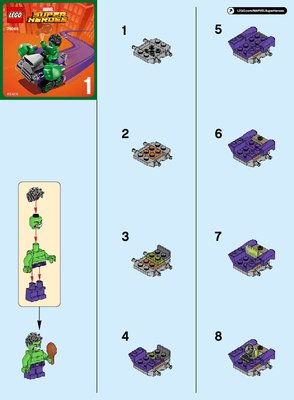 Notice / Instructions de Montage - LEGO - Marvel Super Heroes - 76066 - Mighty Micros : Hulk contre Ultron.: Page 1