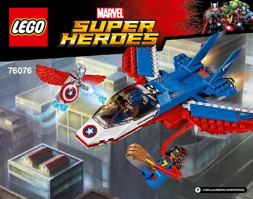 Notice / Instructions de Montage - LEGO - Marvel Super Heroes - 76076 - La poursuite en avion de Captain America: Page 1