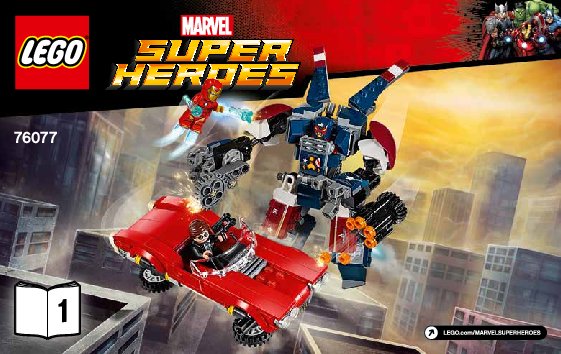 Notice / Instructions de Montage - LEGO - Marvel Super Heroes - 76077 - Iron Man : L'attaque de Detroit Steel: Page 1